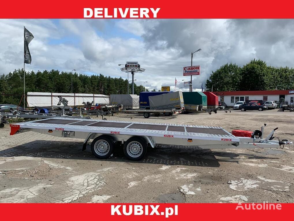 new Kubix laweta dwuosiowa, prosta, 500×210, sklejka, niskie koła, DM car transporter trailer