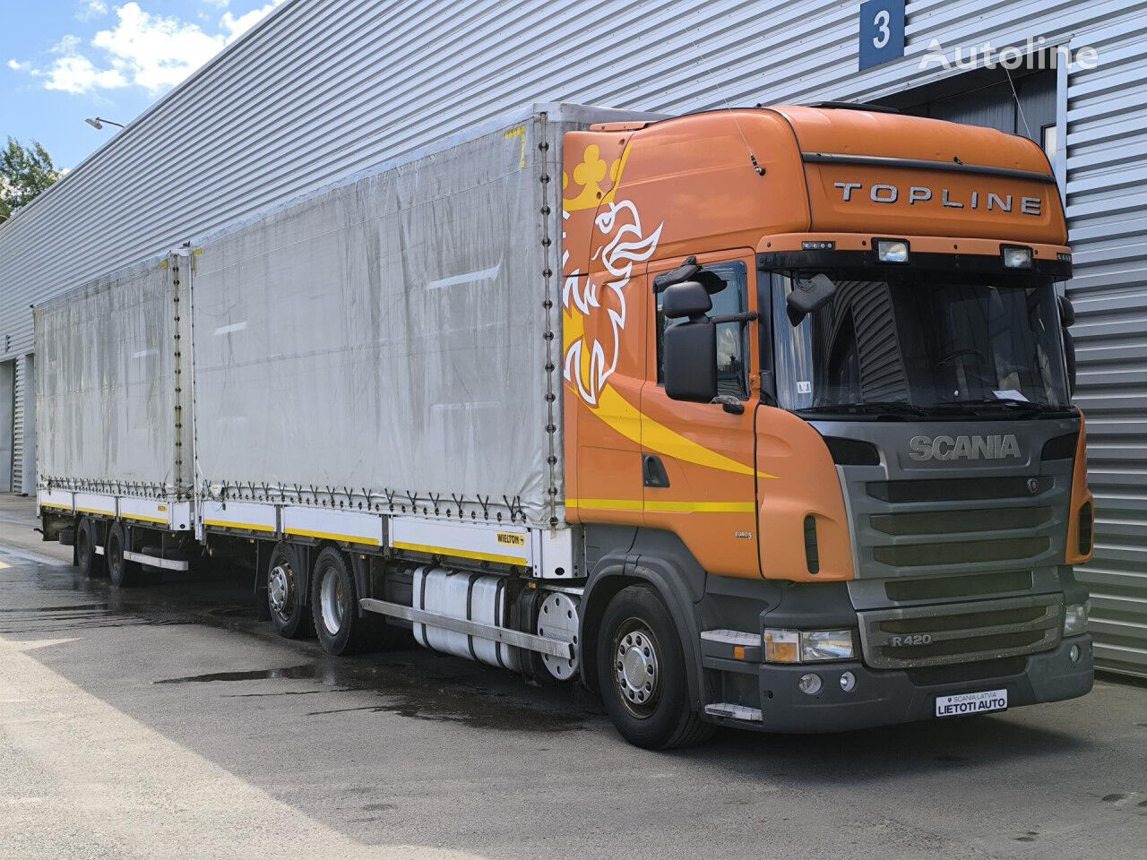 Scania R 420 tilt truck + tilt trailer